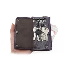 Натуральная кожа Для женщин ключница кошелек для ключей от машины ключ застежка-молния брелок органайзер, сумка, карман кольцо Обёрточная бумага человек с Кошелек для монет