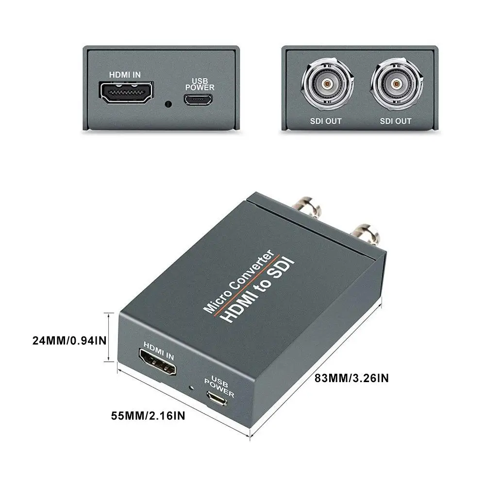 SDI to HDMI / HDMI to SDI with Power Mini 3G HD SD-SDI Video Micro Converter Adapter with Audio Aut