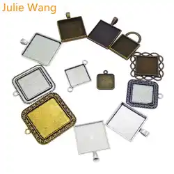 JulieWang 10 ШТ подобраны в случайном порядке сплав квадратный поднос закрепка, гнездо основа для кабошона камеи подвесные шармы Ювелирные