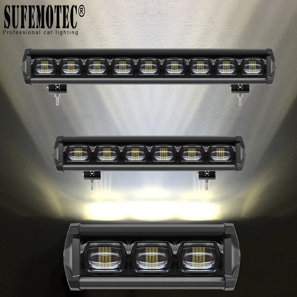 Kopen 6D Lens 90 w 120 w 150 w 180 w Enkele Rij LED Bar Licht Voor 12 v 24 v 4x4 Offroad Vrachtwagens ATV Boot Rijden Werk Flood Balken Barra Licht