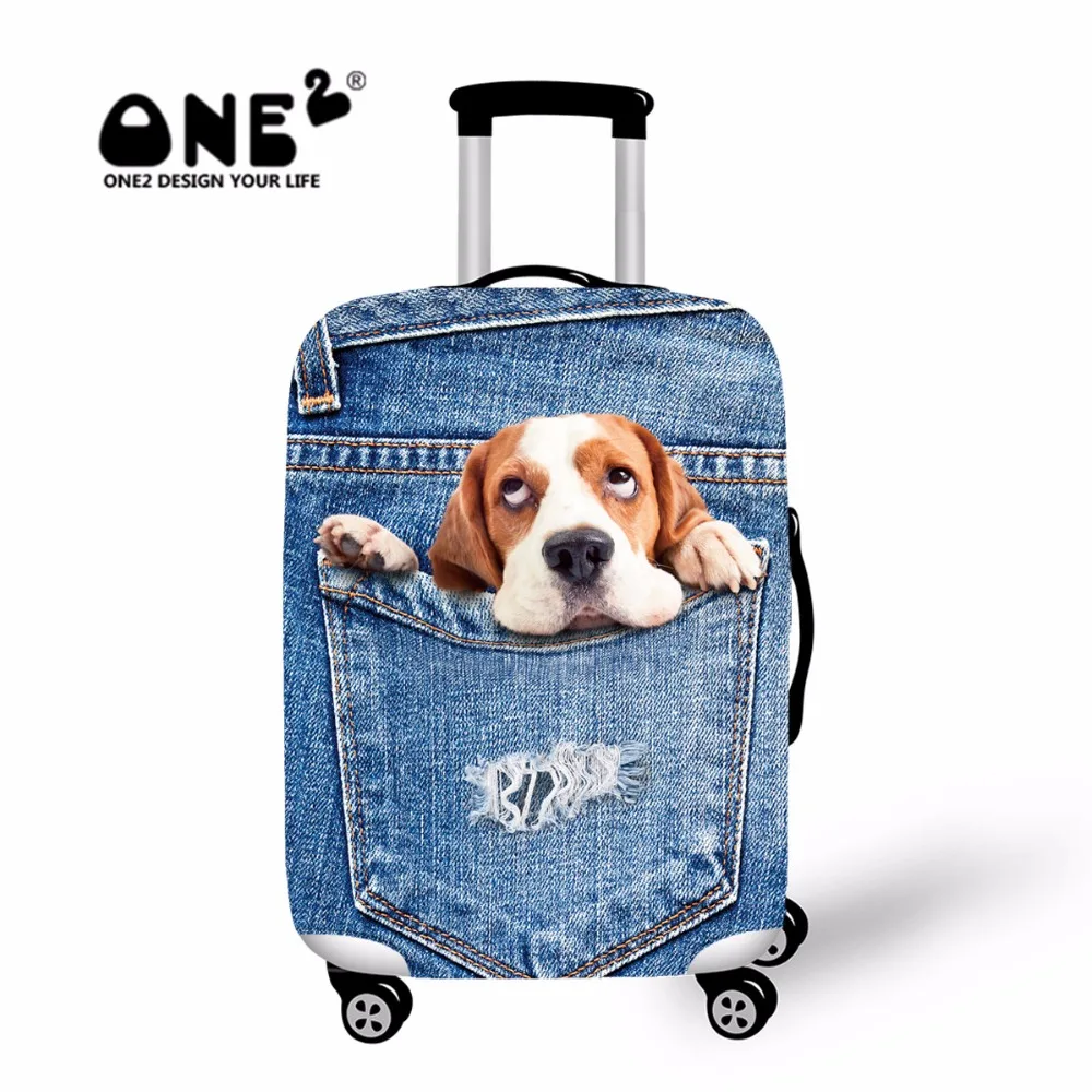 ONE2 2017 New Design personalized luggage covers printing with Denim