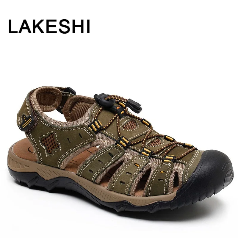 

Brand Men Sandals Summer Shoes New Beach Sandals Man Causal Shoes Genuine Leather sandals Men Shoes Fashion Sandals Slippers