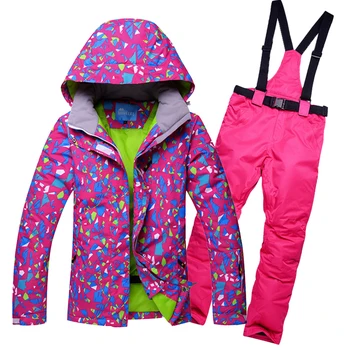 2019 RIVIYELE Waterproof Sportwear Female Ski Suit Women Winter Ski wear Top Hoodie Jacket Strap Pants snow jacket and pants dropshipping waterproof sportwear female ski suit women winter ski wear hooded jacket strap pants snow jacket and pants