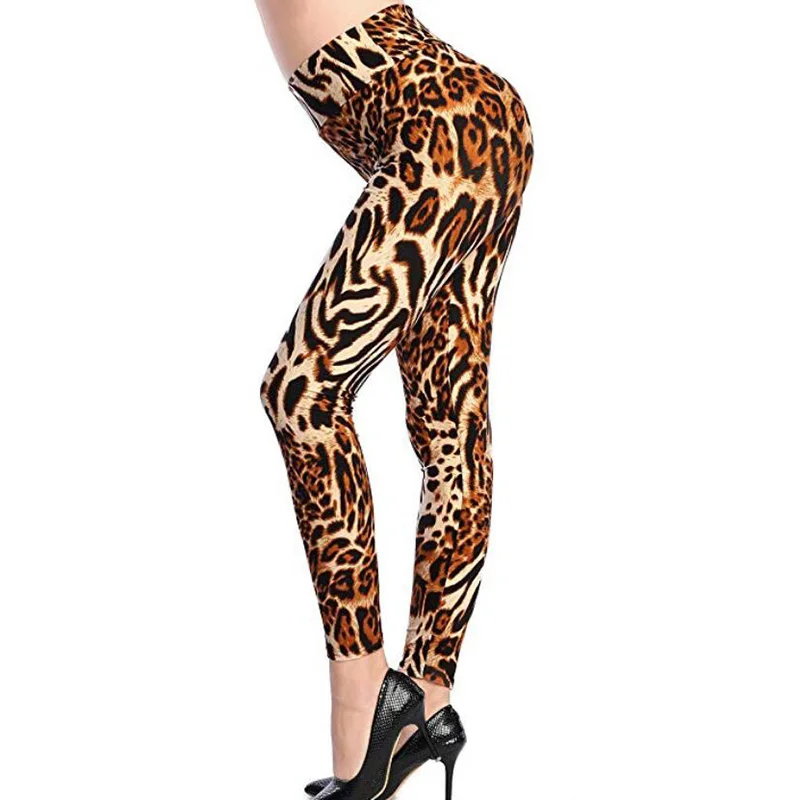 YRRETY, хит, леггинсы с цветочным принтом, леггинсы размера плюс, леггинсы для гитары, клетчатые, Тонкие штаны, модные, в полоску, для женщин, узкие брюки - Цвет: Big leopard
