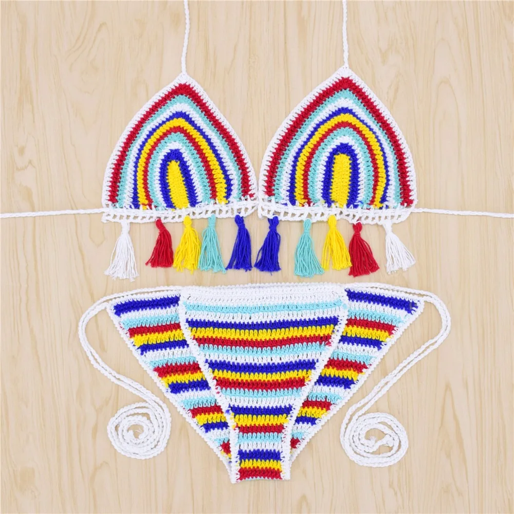 rainbow crochet swimsuit