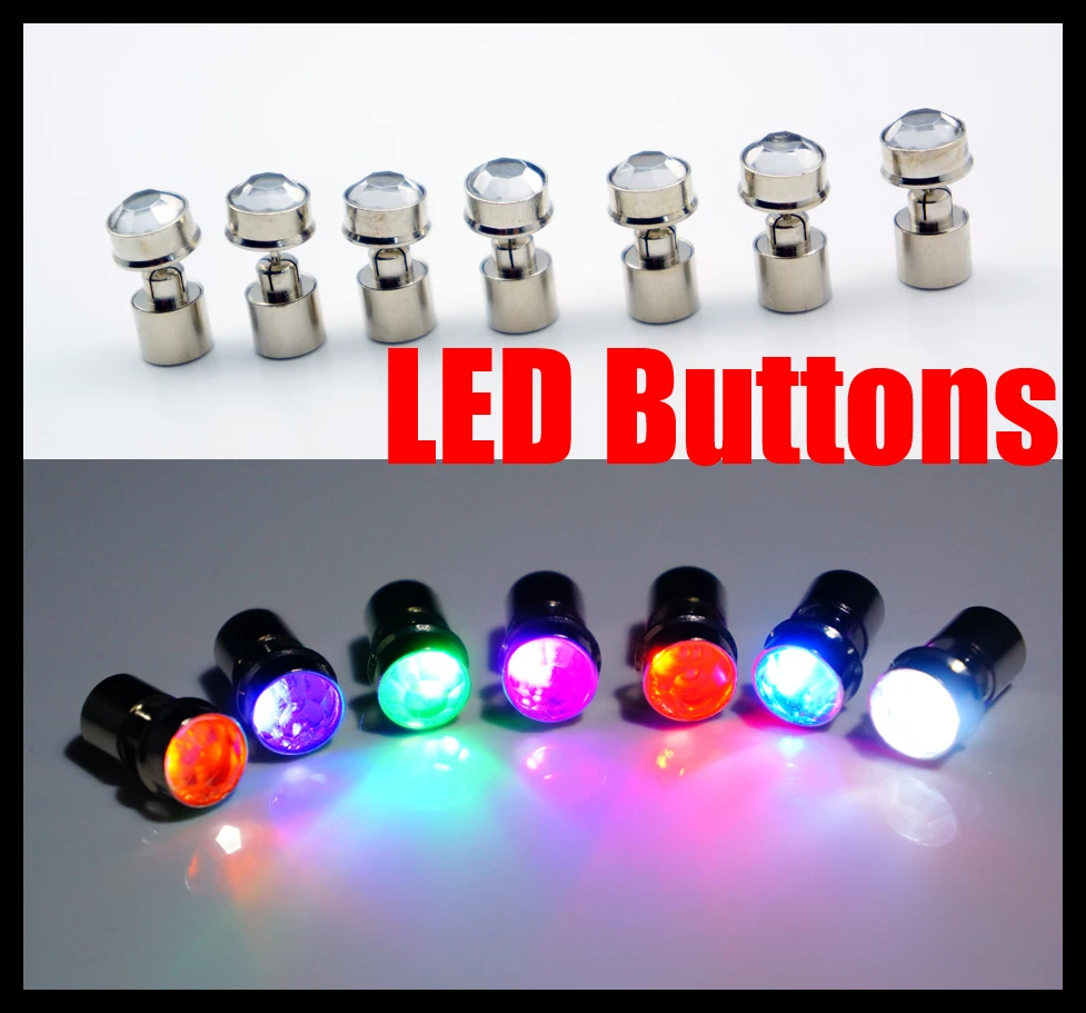 Set 10 pcs LED Buttons Women/Men Shirt Clothes Color Shiny Party Light ...