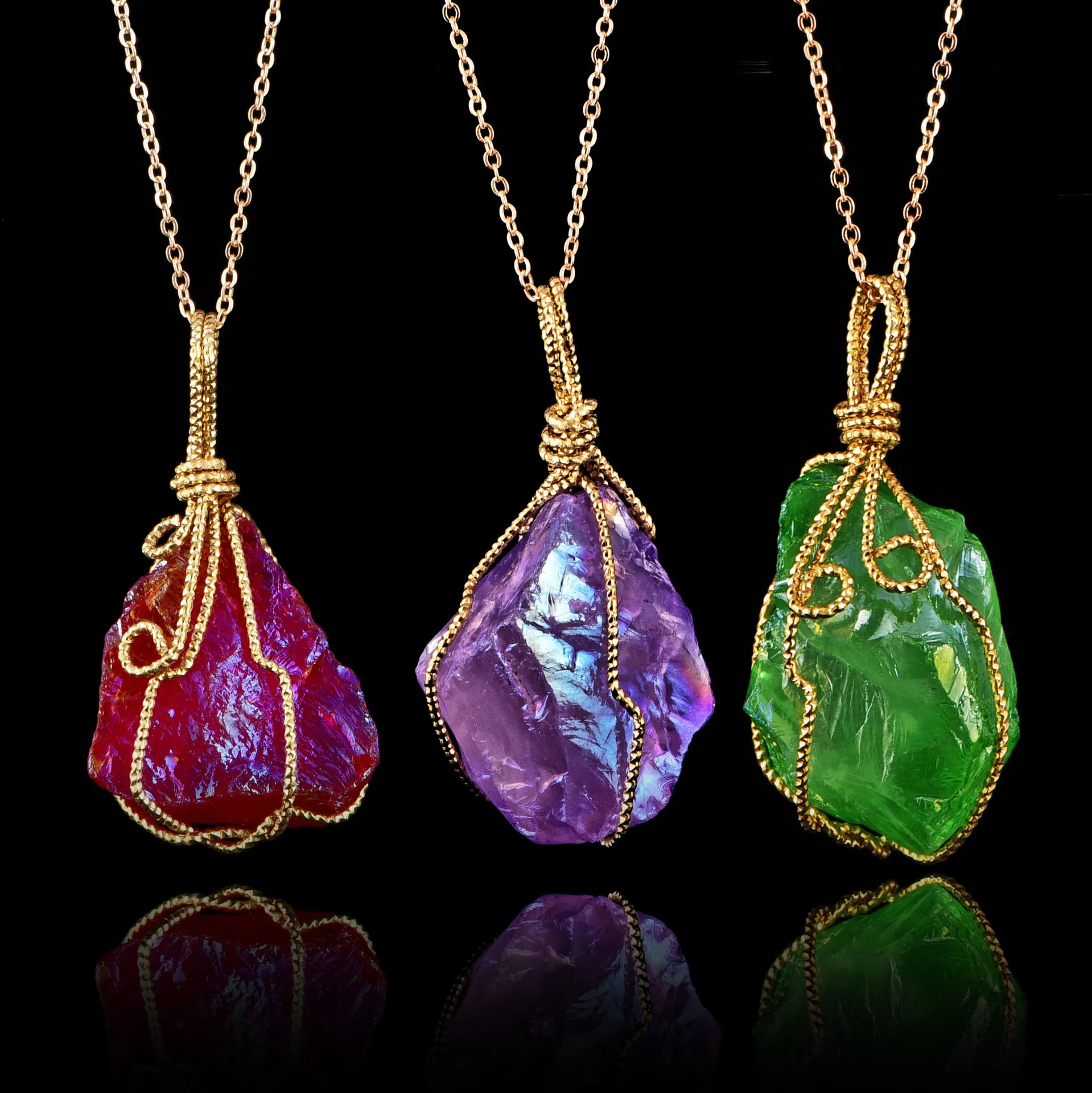 Details about  / Natural Healing Crystal 7-Chakra Stone Wire Wrap Quartz Reiki Pendulum Pendant ~