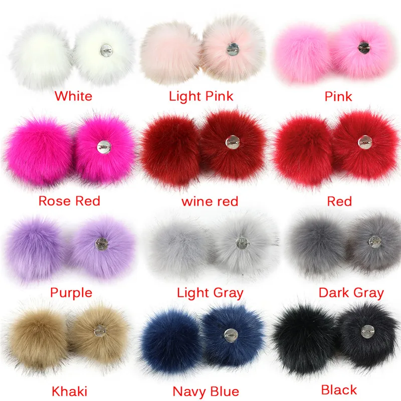 

Removable Faux Fox Fur Fluffy Ball With Pin Fake Fur Hat Pompon With Pin For DIY Hat Bags Scarves Accessories