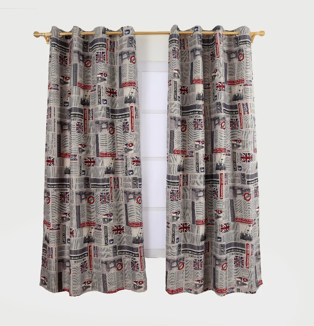 

Luxury Cloth British Blackout Curtains For Living Room Curtain Window Flag Printed Fabric Treatments White Curtains For Bedroom