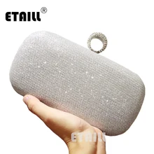 ETAILL Серебряная Золотая вечерняя сумка-клатч со стразами сумка Женская Роскошная брендовая сумка свадебные алмазные сумки Свадебная металлическая Сумка-клатч