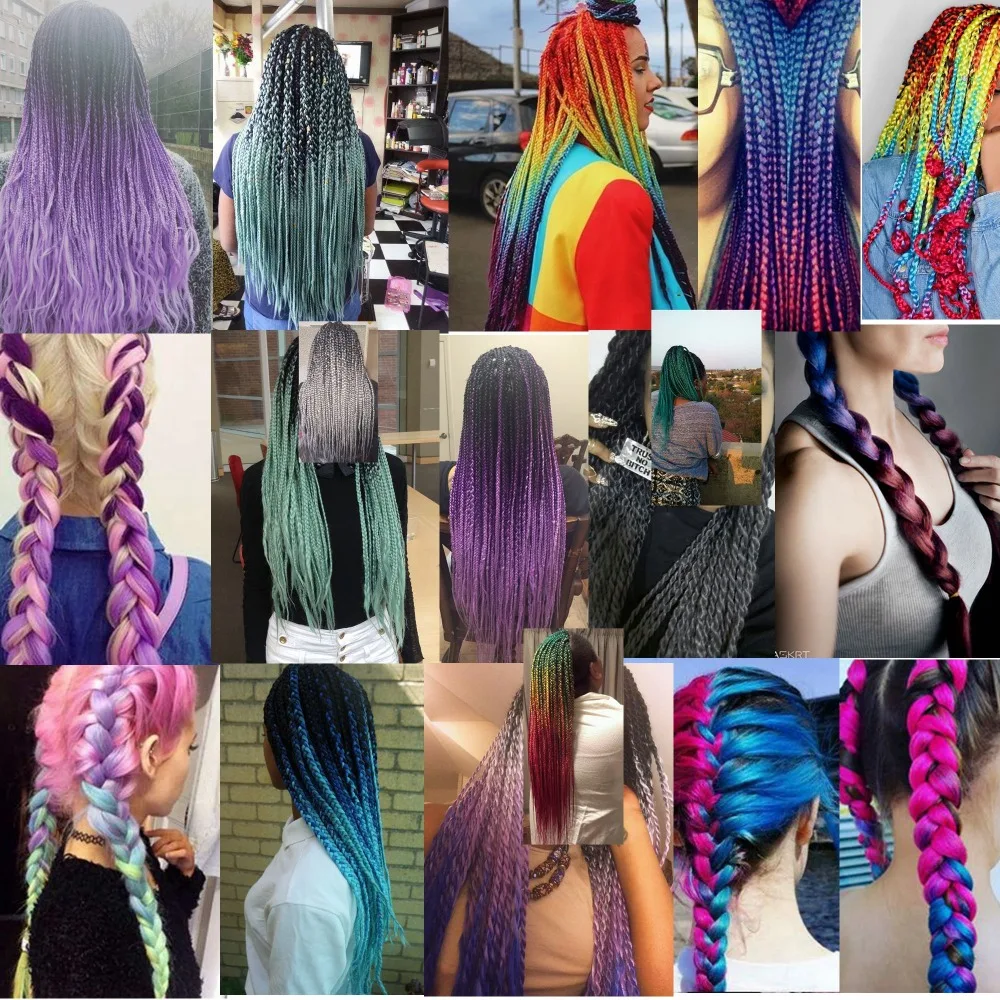 Luxury Ombre Kanekalon Jumbo Synthetic Braiding Hair Crochet Blonde Pink Blue Grey Hair Extensions Jumbo Braids 24 inch 100g Luxury Ombre Kanekalon Jumbo Synthetic Braiding Hair Crochet Blonde Pink Blue Grey Hair Extensions Jumbo Braids 24 inch 100g