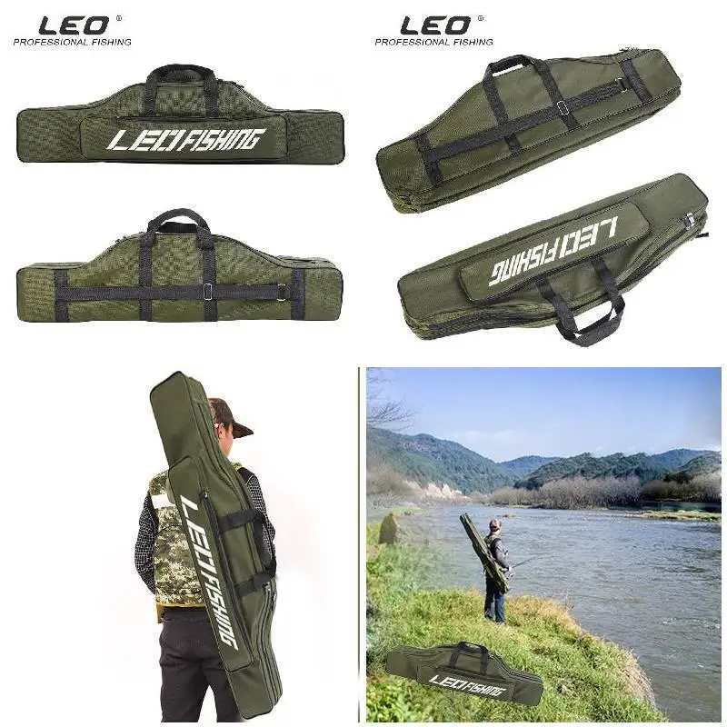 Fishing Pole Rod Reel Storage Bag Case Carrier Tool Oxford Foldable