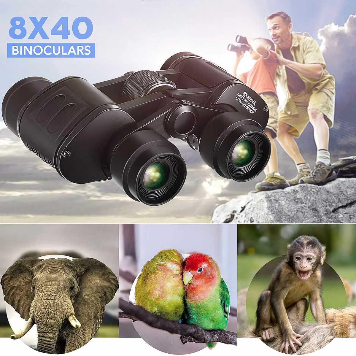 8X40 في الهواء الطلق HD منخفضة ضوء مناظير للرؤية الليلية واسعة زاوية مجهر التكبير مراقبة الطيور الصيد التخييم تلسكوب