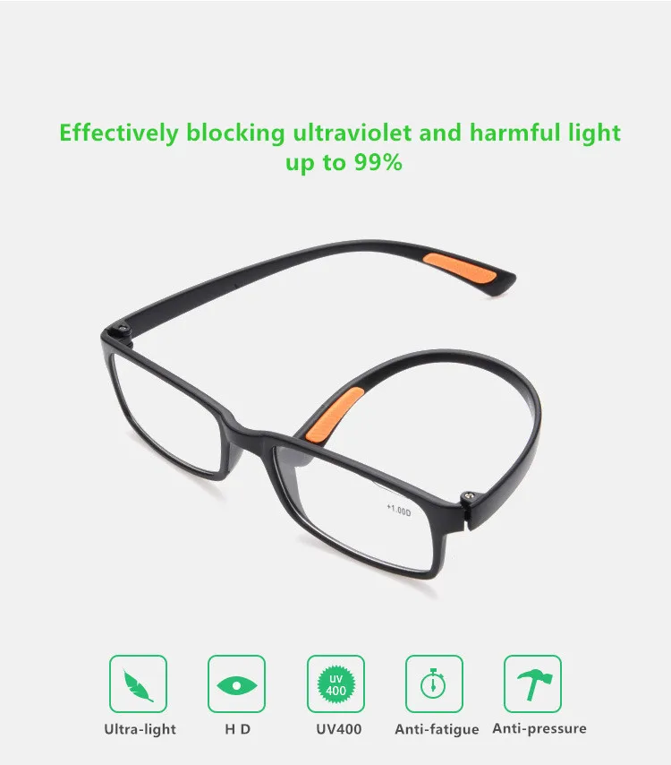 YOOSKE очки для чтения, анти-капля, мужские женские очки для чтения TR90, высокое разрешение, Прочный полимерный материал для чтения