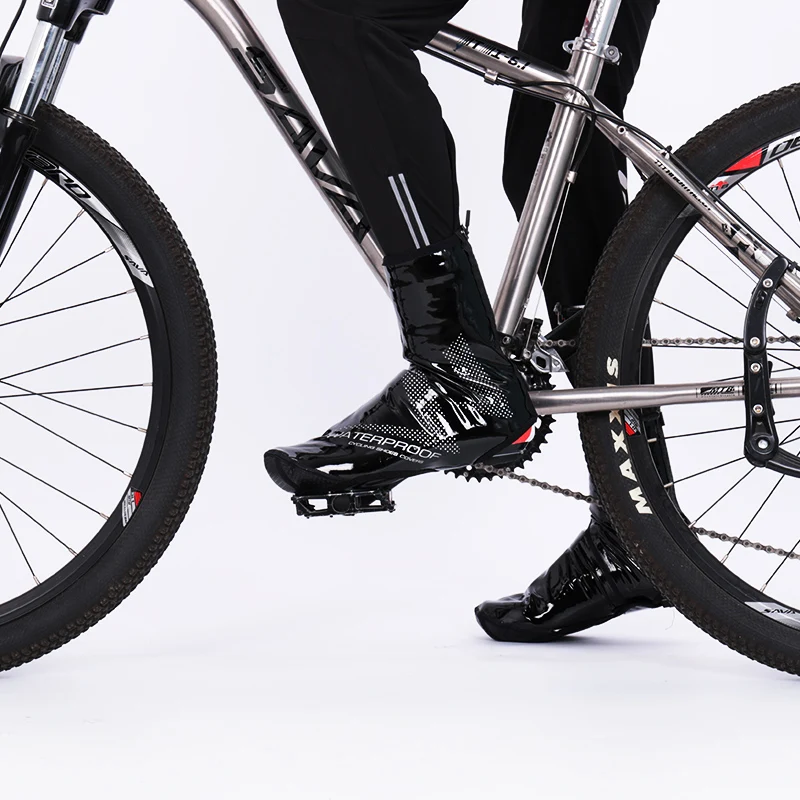 WHEEL UP Bicycle Reflective Shoe Covers Winter PU Cycling Shoes Cover Overshoes Fleece Thermal MTB Road Bike Lock Shoes Sleeve