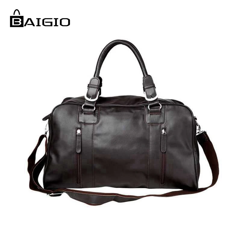 

Baigio Leather Men Travel Bag Overnight Travel Duffle Handbag Vintage Brown Designer Leather Hand Luggage Shoulder Bag men bag