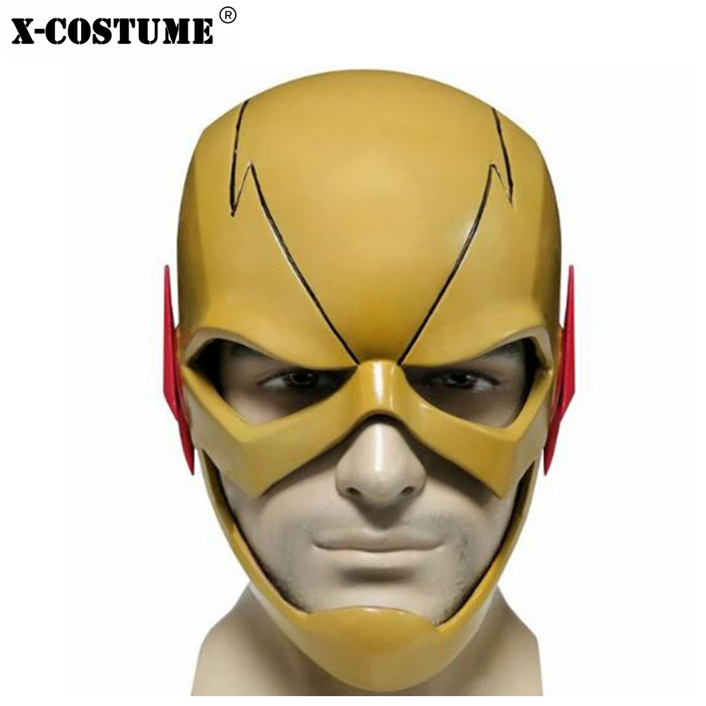 Вспышка Eobard Thawne Желтый Полный головной шлем из ПВХ маска для лица ТВ Аксессуары