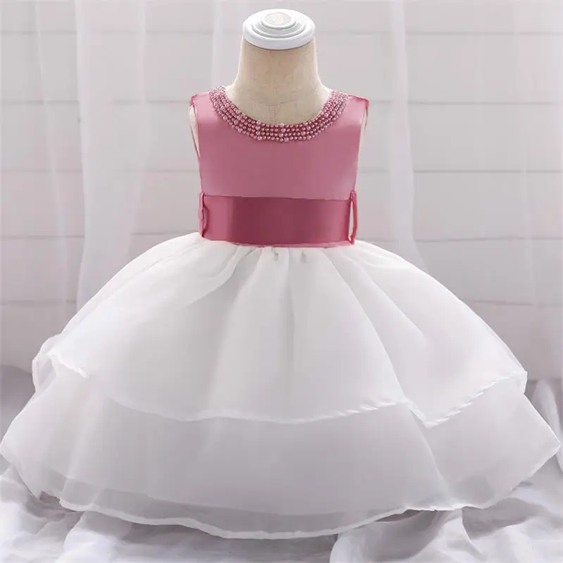 Летняя одежда vestido infantil, платье на крестины для маленьких девочек, кружевные платья принцессы на день рождения, вечерние и свадебные платья - Цвет: Pink