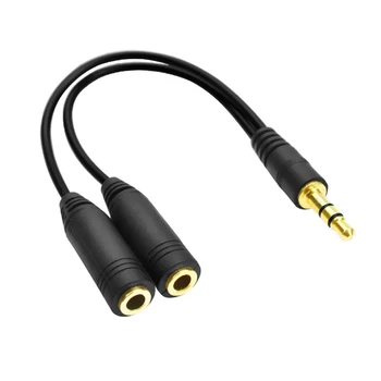 

AUX 3.5 mm Stereo Headphone Microphone Audio Splitter Cable Plug Jack Cord Alloy 1 male to 2 female line adapter converter