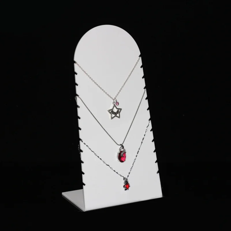 White Necklace Display Stand Exhibition Jewelry Holder Acrylic Store