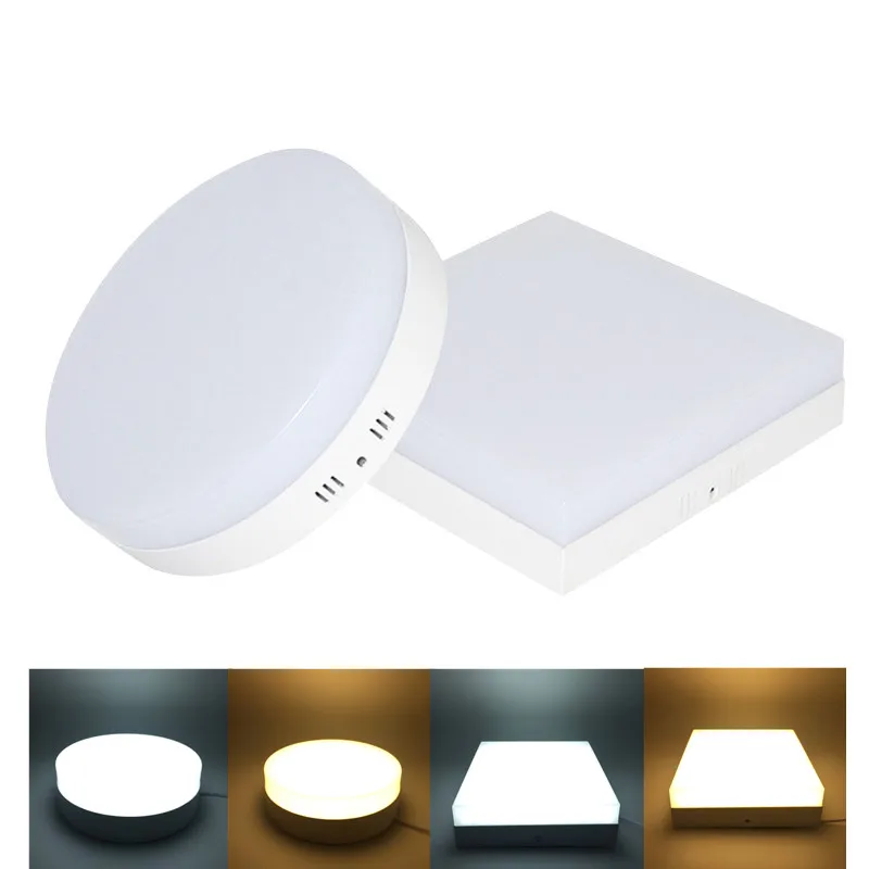 

6W 12W 18W 24W LED Round/Square Panel Light Surface Mounted Downlight lighting led ceiling down AC85-265V + Driver Free shipping