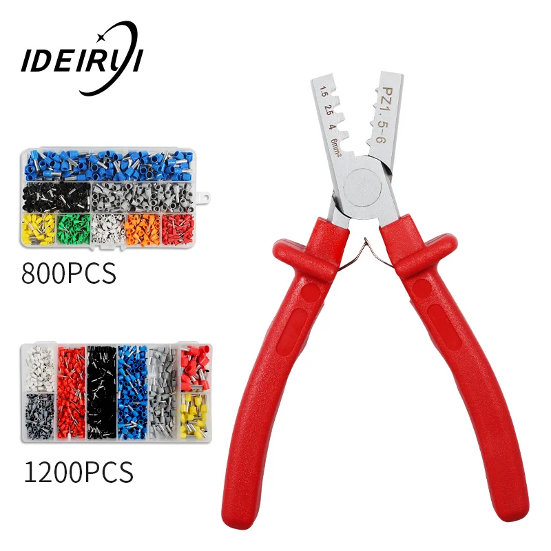

1200pcs Cable Wire Terminal Connector with Hand Ferrule Crimper Plier Crimp Tool Kit Set AWG 10-23