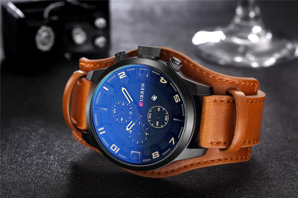 Relogio Masculino Mens Watches Top Brand Luxury Leather Strap Waterproof Sport Men Quartz Watch Military Male Clock Curren 8225