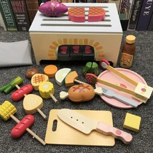 Новая деревянная игрушка, тостер для хлеба, игрушка для ролевых игр, имитация магнитного мороженого, кухня, еда, детская игрушка для новорожденных, еда на день рождения, D97