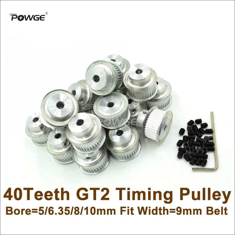 POWGE, 50 шт в наборе 40 зубьями 2GT зубчатый шкив Диаметр 5/6. 35/8/10 мм подходящие Ширина 9 мм 2GT с зубчатым ремнем 40 T 40 зубы шкив GT2 для 3D-принтеры