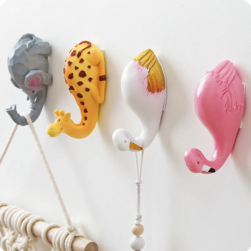 Слон кухня Фламинго Европейский Стиль смолы брелки для ключей "Животные" держатель настенный креативный настенный крючок для одежды крюк для украшения без следа крюк