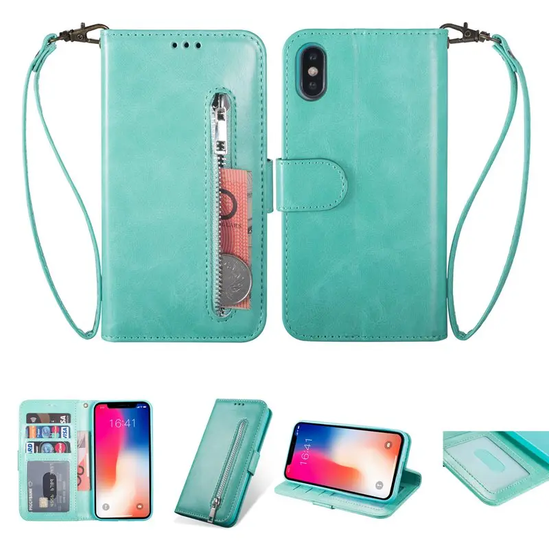Flip Leather Wallet Case Cover Imitation Cowhide Zipper Card Slot For iPhone 13 12 11 Pro Max XR XS MAX X 6 6S 7 8 Plus SE2020 11 phone case