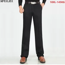 Большие размеры, большие 8XL, 9 xl, зимние мужские брюки, 10XL, прямые брюки, хлопок, деловые, формальные, повседневные, хаки, Осенние, классические брюки