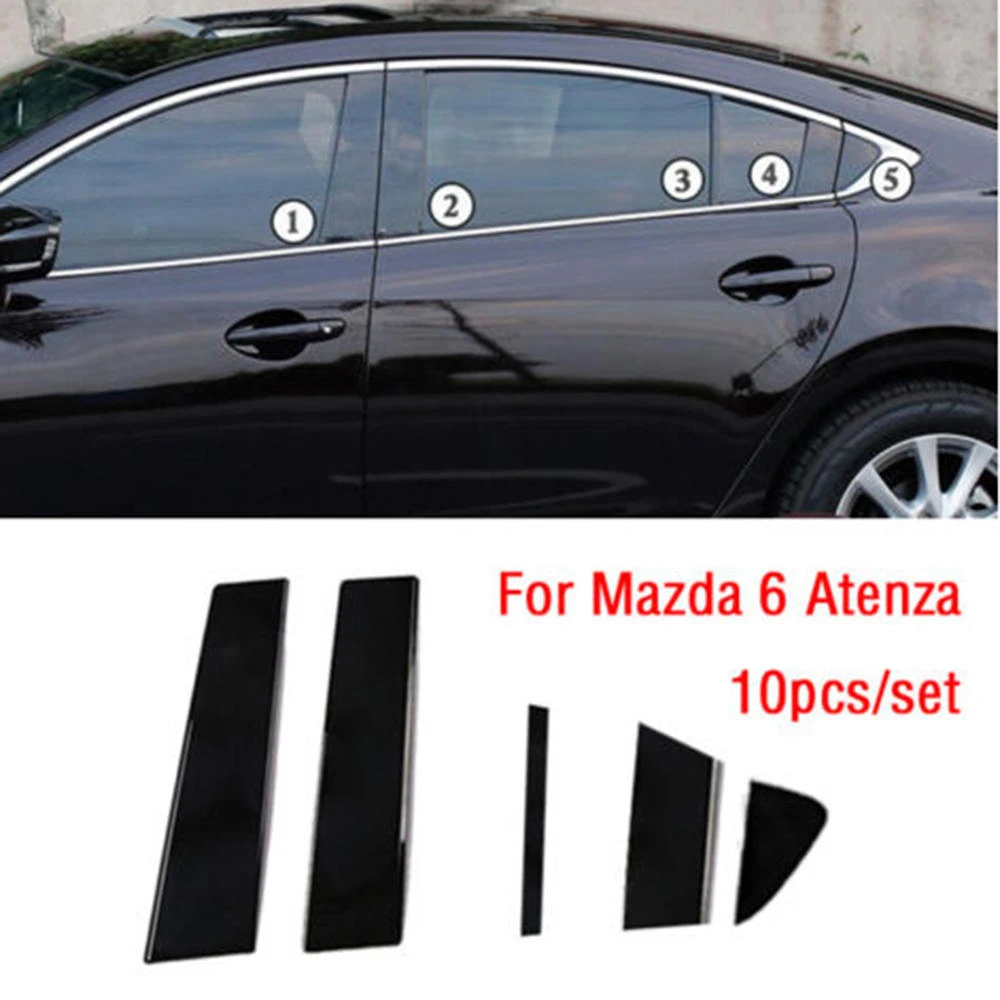 For Mazda 6 Atenza 2014-2018 Black Pillar Posts Set Door Trim Piano Cover Kit