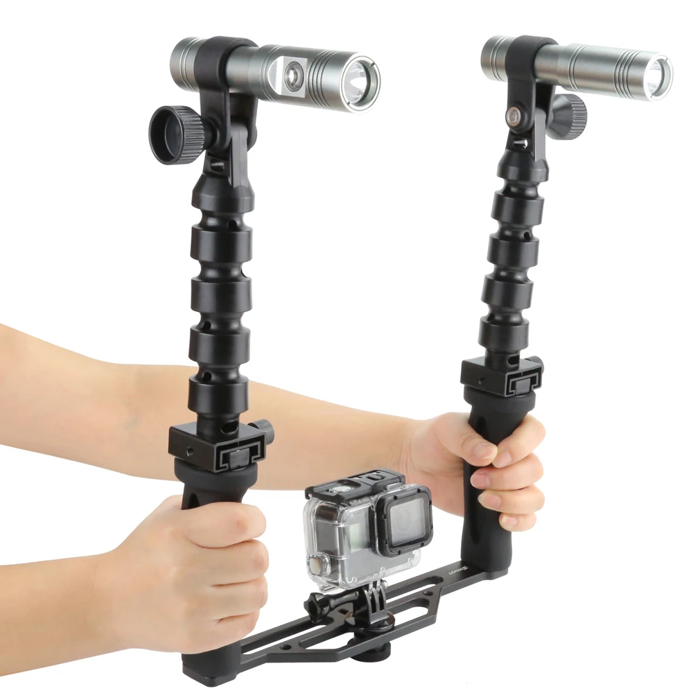  Camera Handheld Stabilizer Shooting Kit with Diving Flashlights for GoPro 4 5 3 SJCAM SJ4000 Xiaomi
