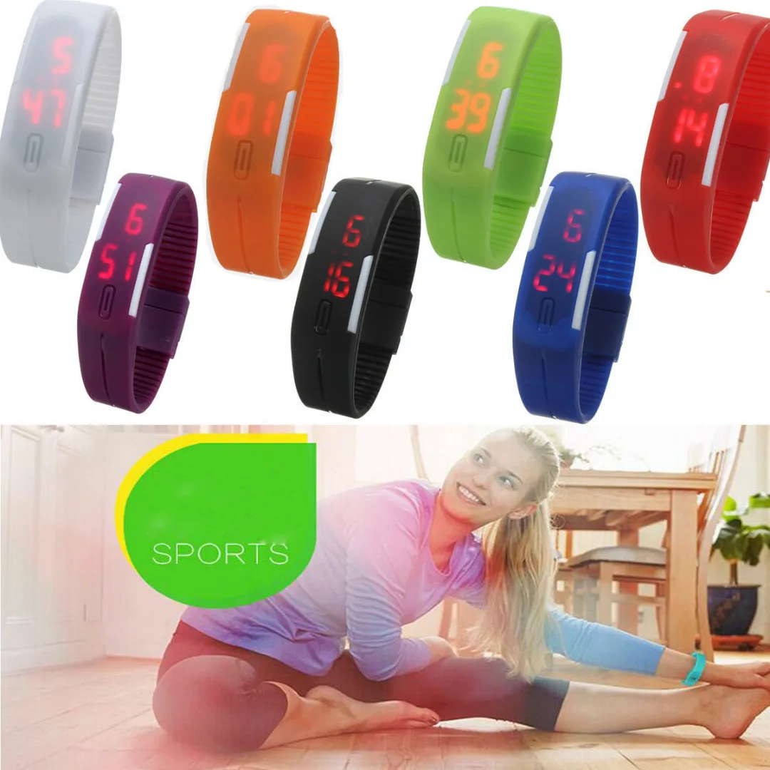 Simple Men Women Smart Watches Fashion Sports Outdoor Fitness Clock Shellhard Silicone Band LED Display Touch Digital Wristwatch