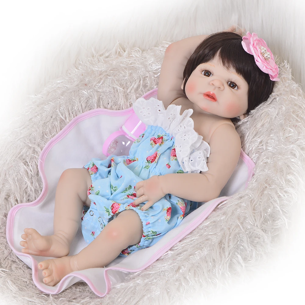 

Collection 23 Inch Full Silicone Vinyl Reborn Baby Dolls Girl Toy Realistic Newborn Baby Fashion Princess bebe Doll Toys
