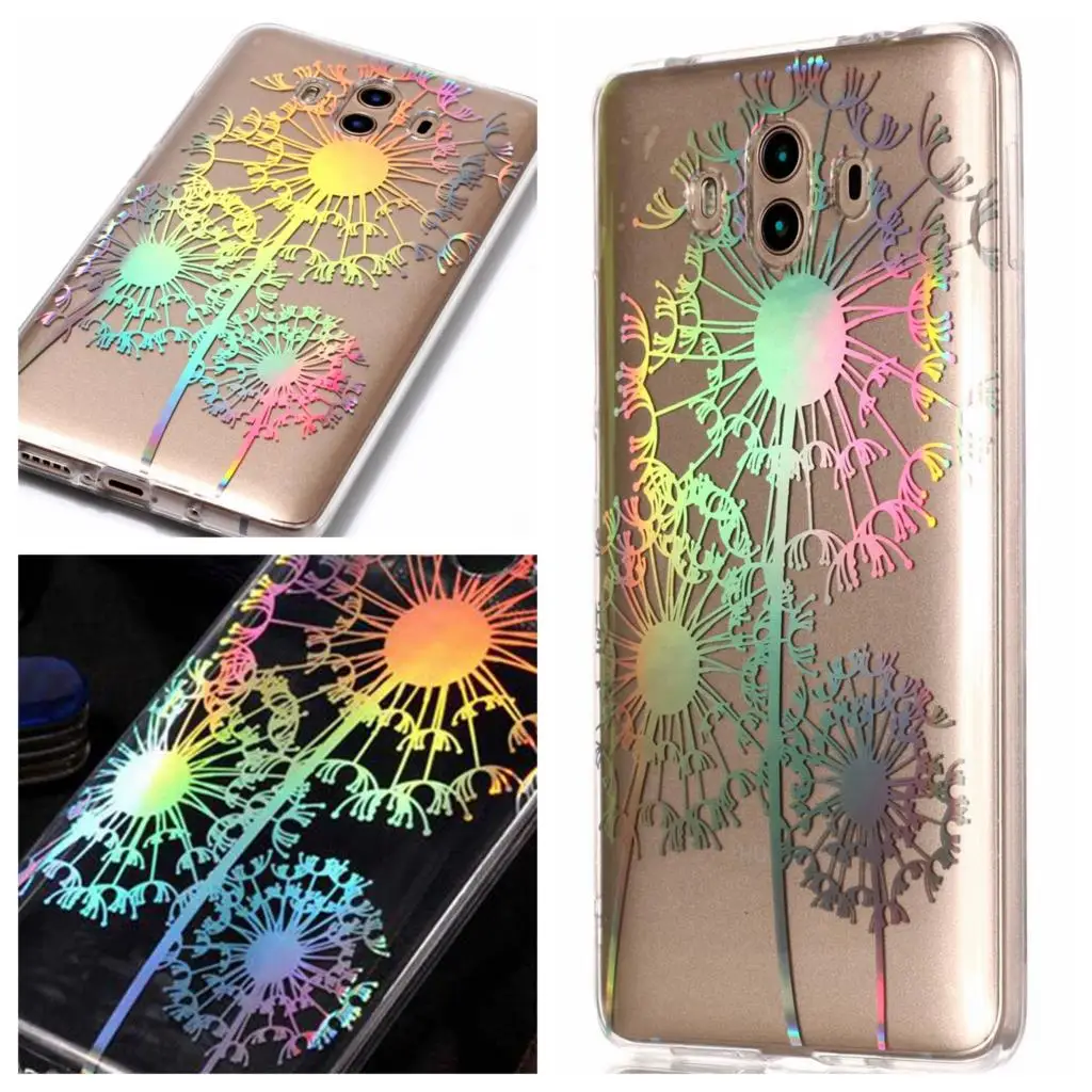 For Huawei Mate 10 Pro Case Soft transparent Colorful Laser Flowers Slim Protect Back Cover huawei mate lite nova 2i |