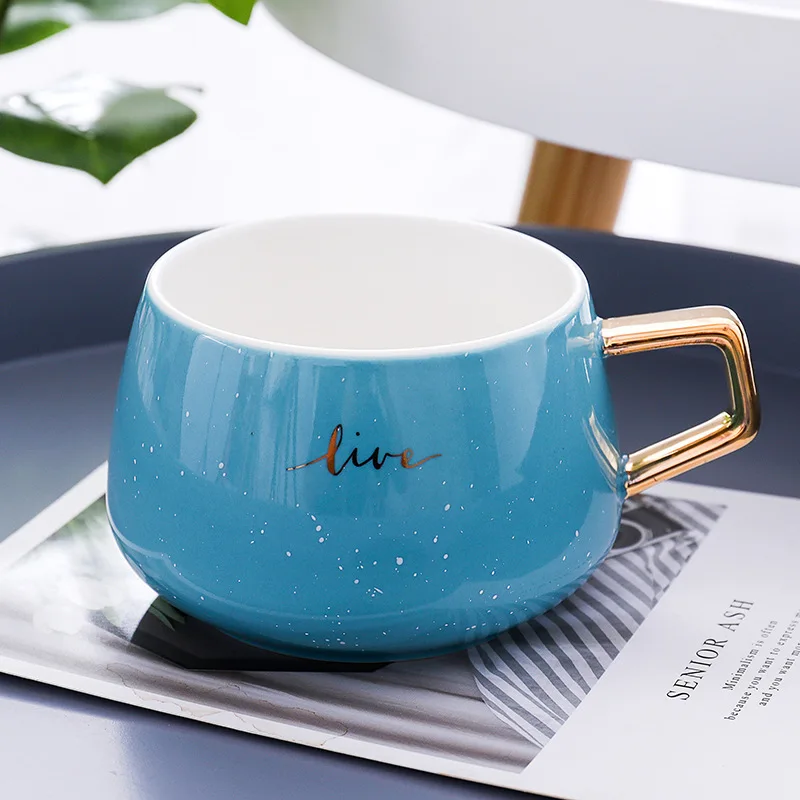 

Creative Ceramic Coffee Mugs Big Body Gold Painting Handle Tea Milk Drinks Juice Mug 450ml for Office House Use Bisiness Gift