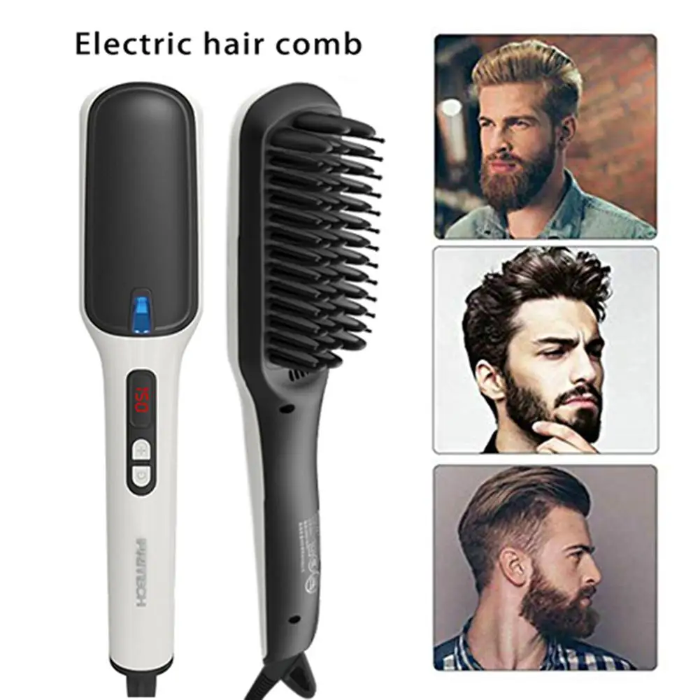

Men's Beard Straighter Negative ion Electric Hair Curling Combs Heating Comb Unisex Styling Comb For Women Hairdressing Tools