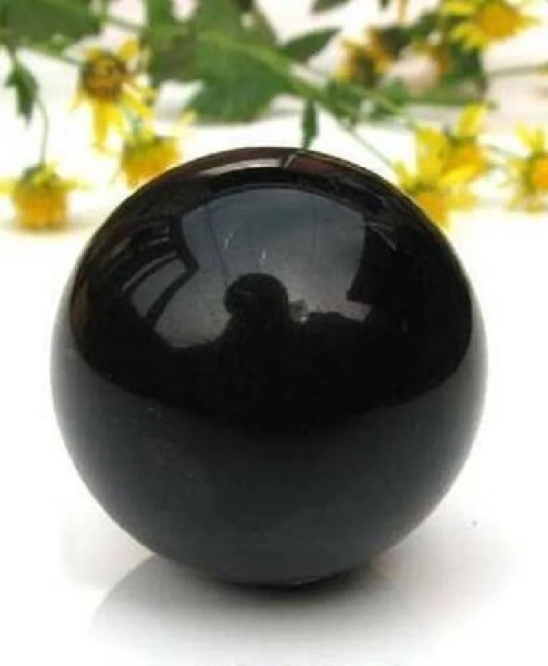 80mm Romantic Black Crystal Shinning Ball Asian Rare Natural Black