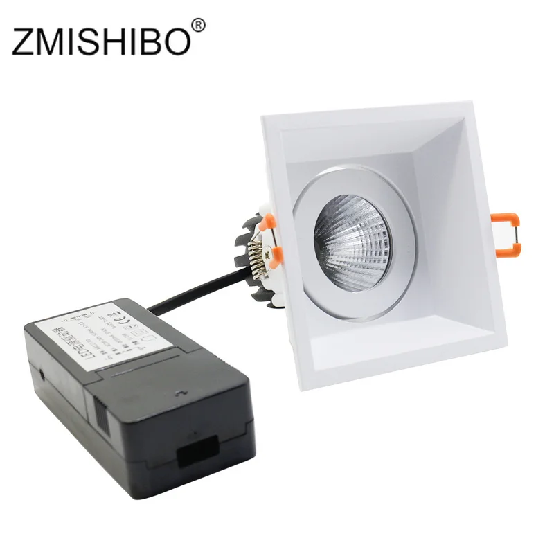

ZMISHIBO COB LED Downlight Square Ceiling Lamp Replaceable Light Source Angle Adjustable Isolated CE Driver Aluminum 220V-240V