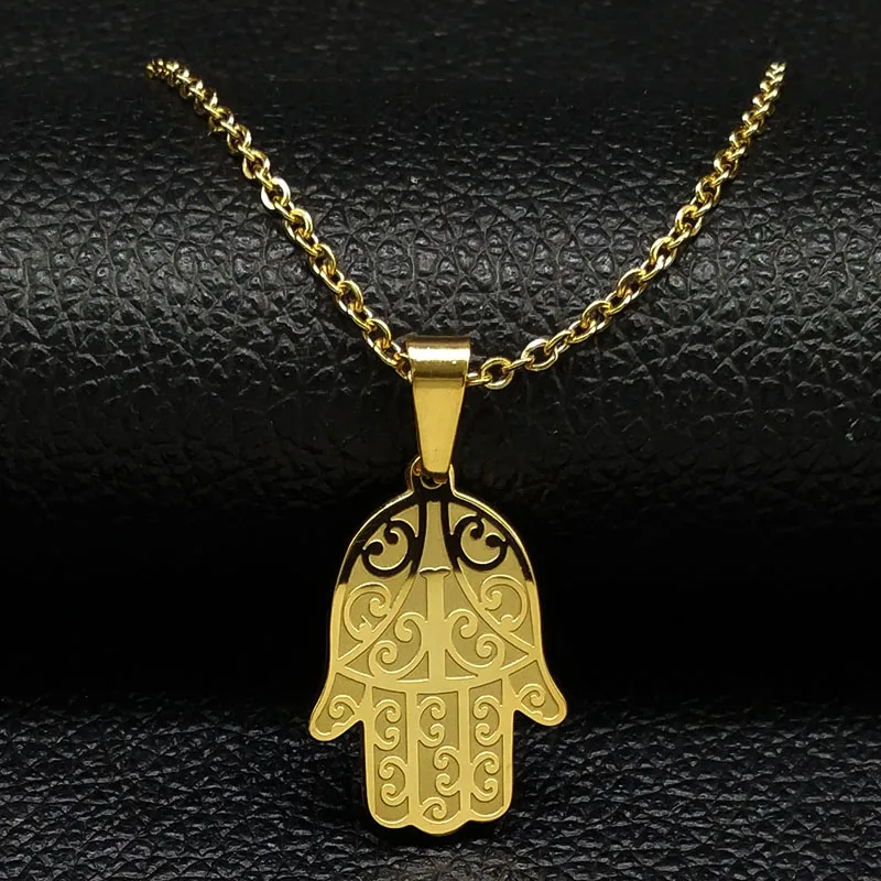 Женское Ожерелье из нержавеющей стали Hamsa массивное ожерелье золотого цвета