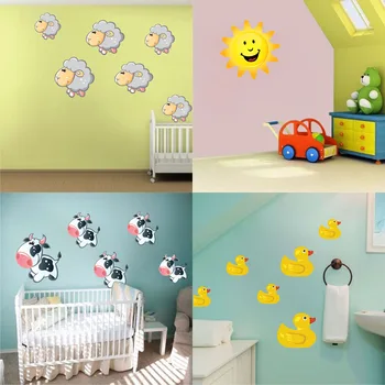 

Lovely Duck Sheep Cow Sun Family Decor Wall Decals Stickers for Nursery Baby Children Kids Room Bedroom Living Room Decoration