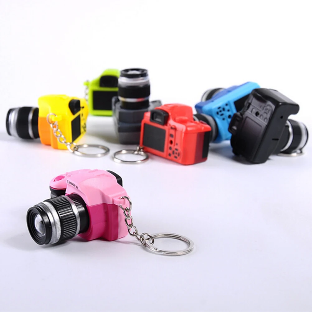 Пластиковая игрушка камера автомобильный брелок для ключей Детская цифровая зеркальная камера светодиодный светящийся звук светящийся кулон