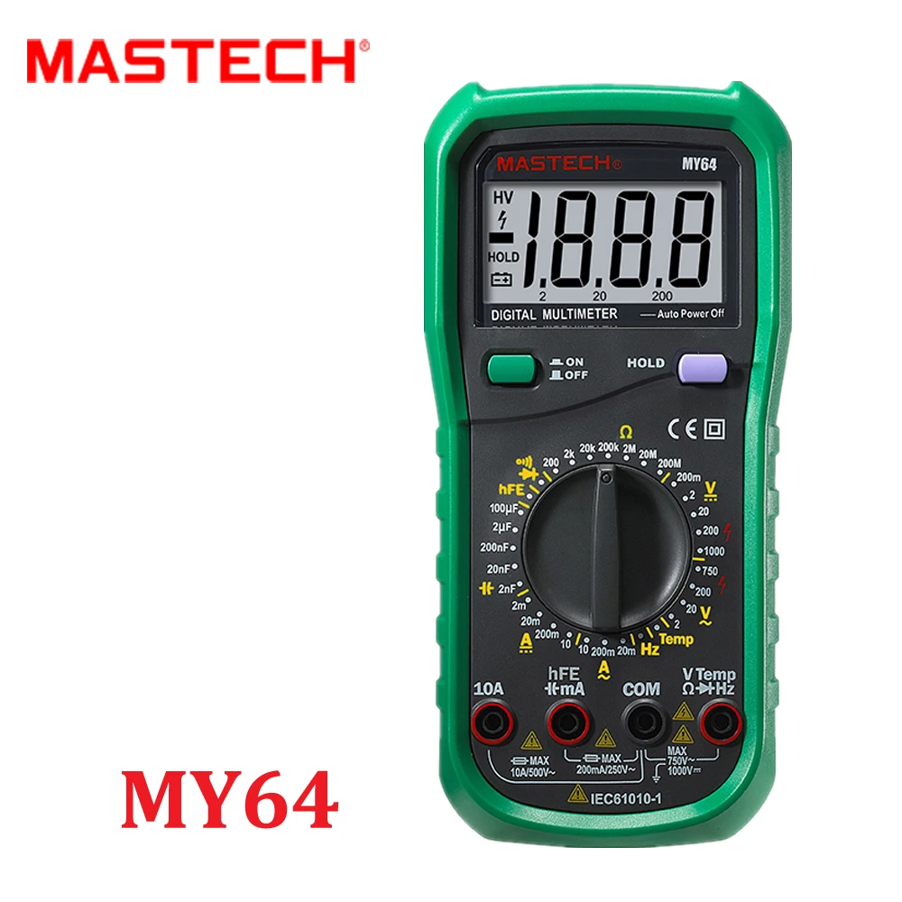 MY64 Digital Multimeter AC/DC MM Frequency Capacitance Temperature Meter Tester w/ hFE test Ammeter Multitester Multimetro digital multimeter w temperature capacitance frequency test lcr meter ammeter analog multitester