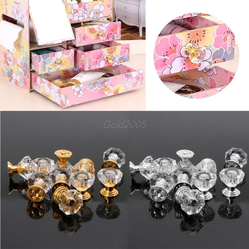 10PC Diamond Shape Crystal Glass Cabinet Knob Drawer Pull Handle For Jewelry Box July7 Drop Ship