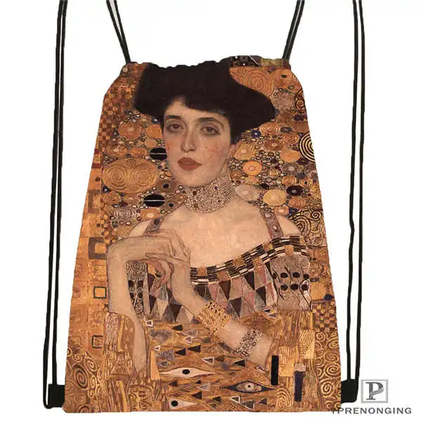 Drawstring Backpack Custom Gustav_Klimt@ 5 походная сумка на шнурке милый рюкзак для детей(черная спинка) 31x40 см#20180611-02-98 - Цвет: Drawstring Backpack
