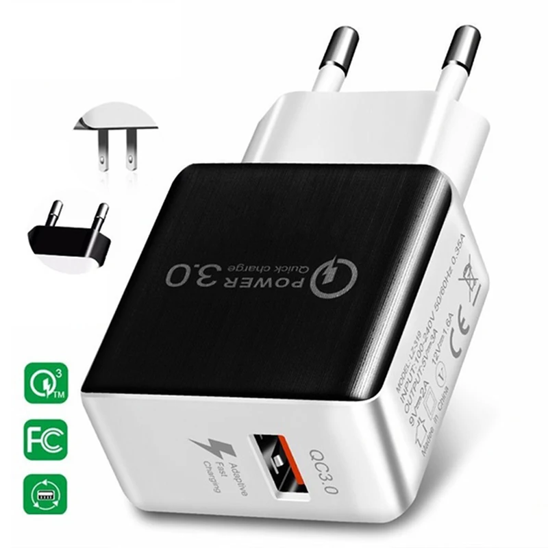 

Universal EU US Plug QC3.0 USB Charger Quick Charge Fast Adapter Wall Mobile Phone Charger For Phone