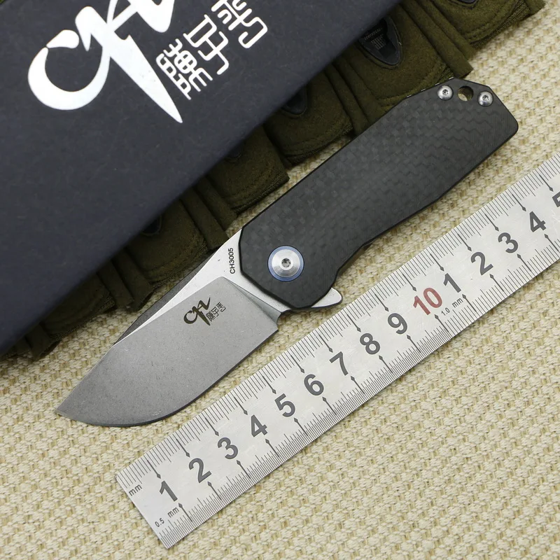 

High quality CH3005 Handle:Carbon fiber TC4 Blade:AUS-8 Outdoor Flipper folding knife camping hunting pocket fruit knives EDC