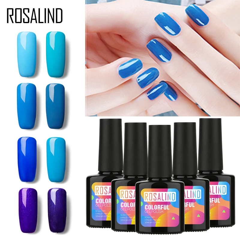 

ROSALIND Gel 1S Nail Polish 10ML BLUE Color Series Color UV LED Lacquer Gel Nail Polish Art for nails manicure